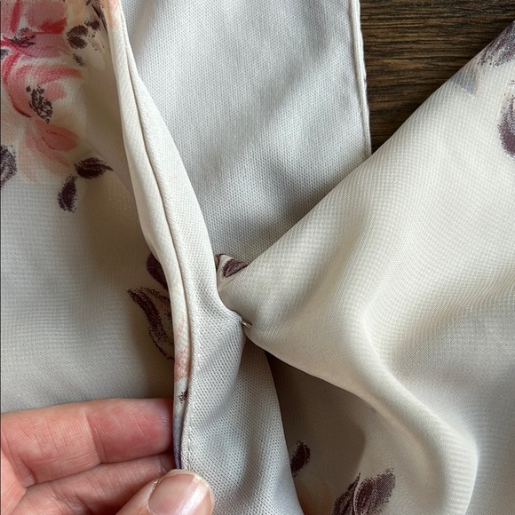 Charlotte Russe Floral Kimono Romper | Light Pink Romper | Low Cut Romper - Picture 8 of 9